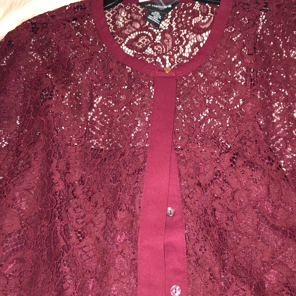 Burgundy lace top with attached tank